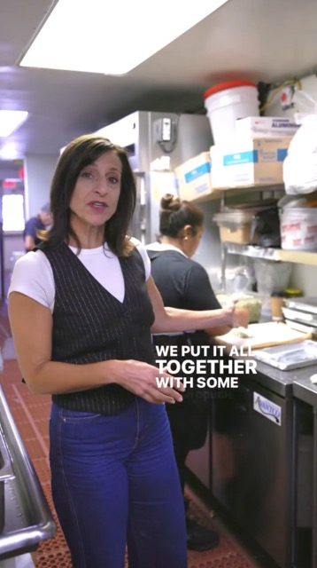 Nicky preparing food in the kitchen, with on-image words about putting it all together.